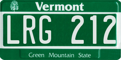 VT license plate LRG212