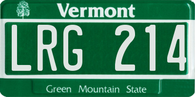 VT license plate LRG214