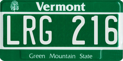 VT license plate LRG216