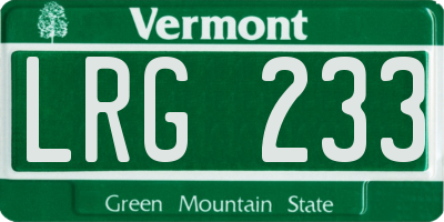 VT license plate LRG233