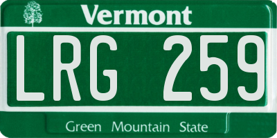 VT license plate LRG259