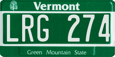 VT license plate LRG274