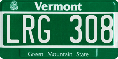 VT license plate LRG308