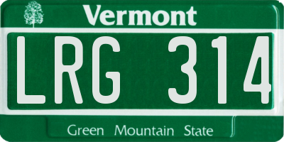 VT license plate LRG314