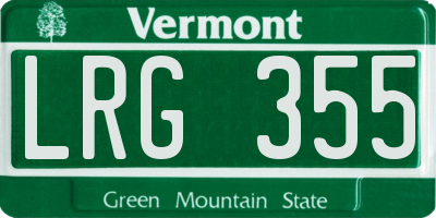 VT license plate LRG355