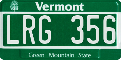 VT license plate LRG356