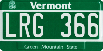 VT license plate LRG366