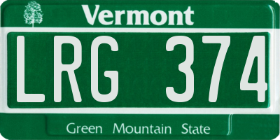 VT license plate LRG374