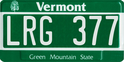 VT license plate LRG377
