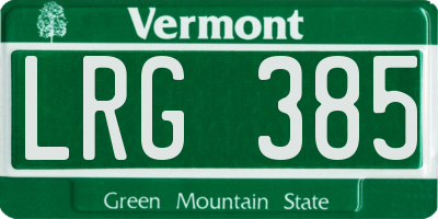 VT license plate LRG385