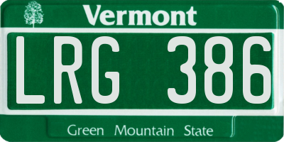 VT license plate LRG386