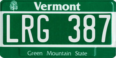VT license plate LRG387