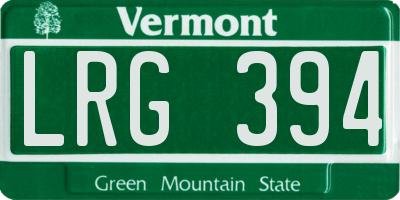 VT license plate LRG394