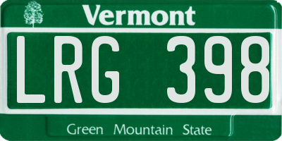 VT license plate LRG398