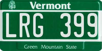 VT license plate LRG399
