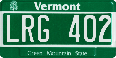 VT license plate LRG402