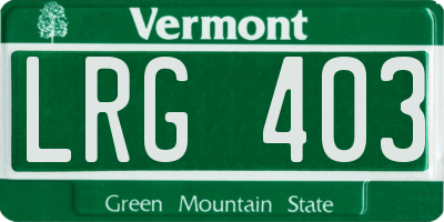 VT license plate LRG403
