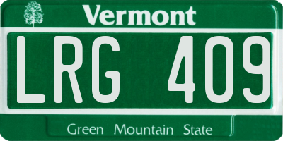 VT license plate LRG409