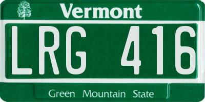 VT license plate LRG416