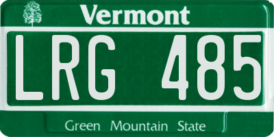 VT license plate LRG485