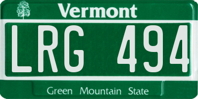 VT license plate LRG494