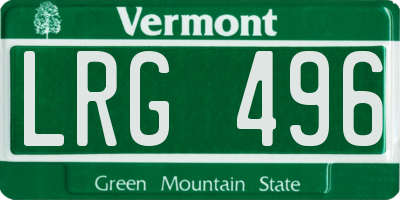 VT license plate LRG496