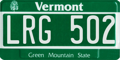 VT license plate LRG502