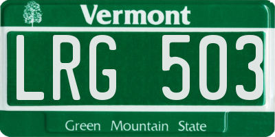 VT license plate LRG503