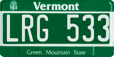VT license plate LRG533