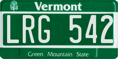 VT license plate LRG542