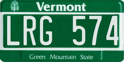 VT license plate LRG574
