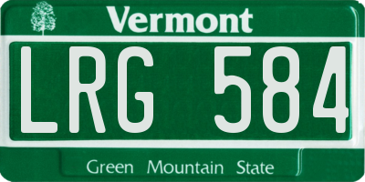 VT license plate LRG584