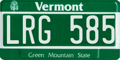 VT license plate LRG585
