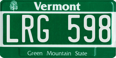 VT license plate LRG598