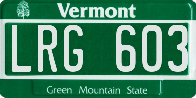 VT license plate LRG603