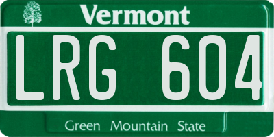 VT license plate LRG604