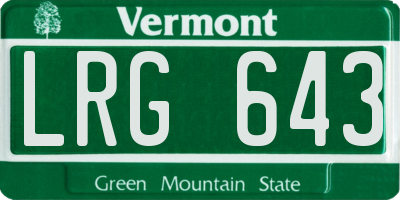 VT license plate LRG643