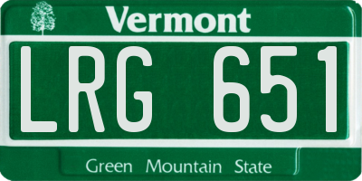 VT license plate LRG651