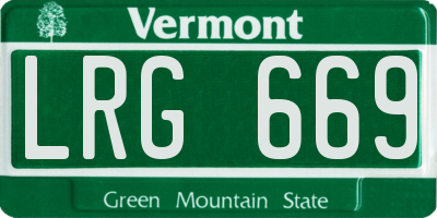VT license plate LRG669