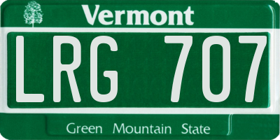 VT license plate LRG707