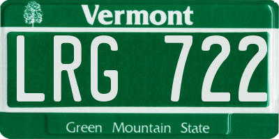 VT license plate LRG722