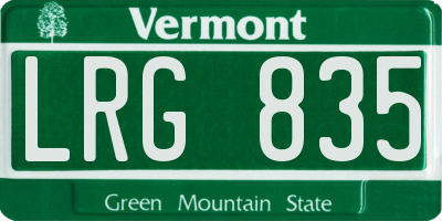 VT license plate LRG835