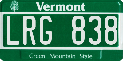 VT license plate LRG838