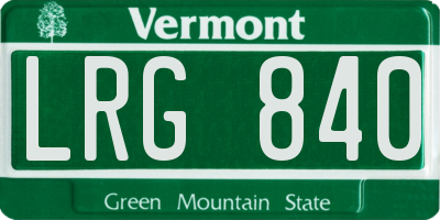 VT license plate LRG840