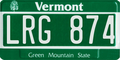 VT license plate LRG874