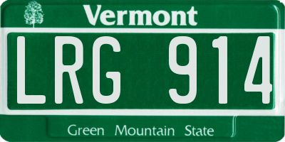 VT license plate LRG914