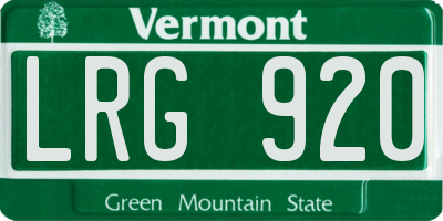 VT license plate LRG920
