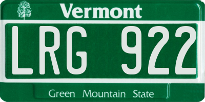 VT license plate LRG922