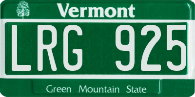 VT license plate LRG925