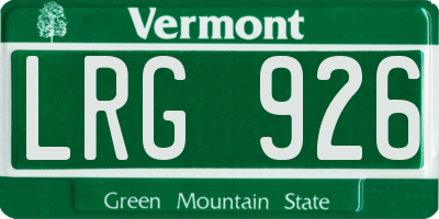 VT license plate LRG926